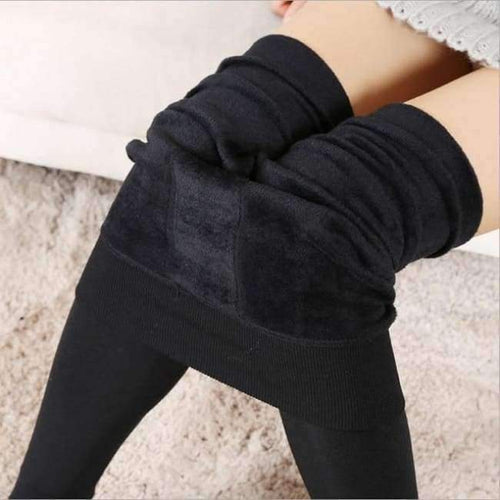 Planet Gates Black / One Size Winter Autumn Leggings Women's Warm Leggings High Waist Thick Velvet Legging Solid Black Leggings Warm Pant for Women