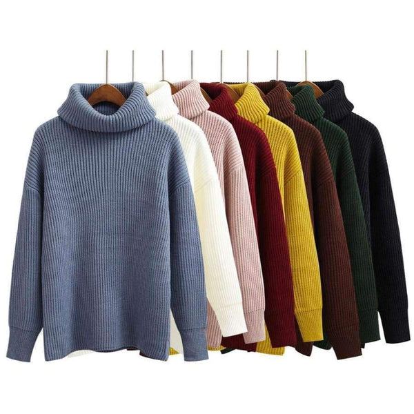 Planet Gates Black / One Size Winter Knitted Sweaters Women Fashion Turtleneck Pullover Sweater Female Casual All-match Jumper 8 Colors