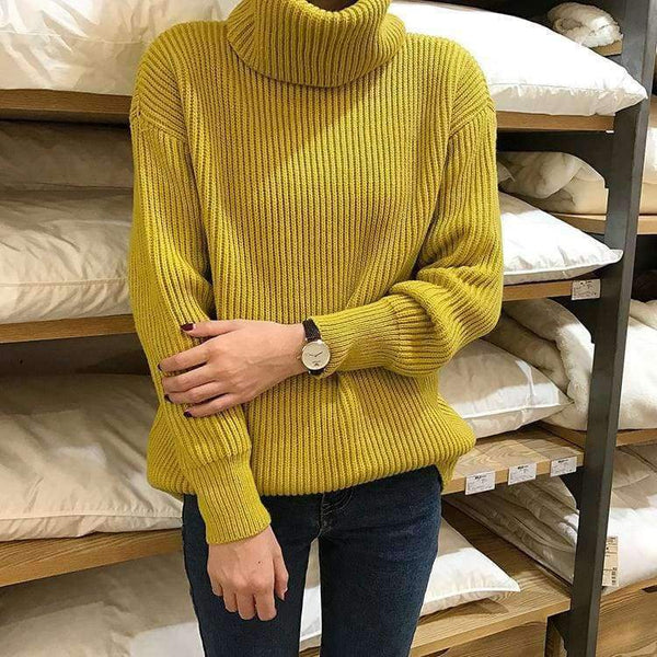 Planet Gates Black / One Size Winter Knitted Sweaters Women Fashion Turtleneck Pullover Sweater Female Casual All-match Jumper 8 Colors