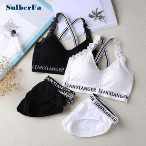 Planet Gates Black / One Size Women Lace Lounge Underwear Comfortable Wireless Loungewear Lingerie Bra Set Padded Cotton Bras Sets