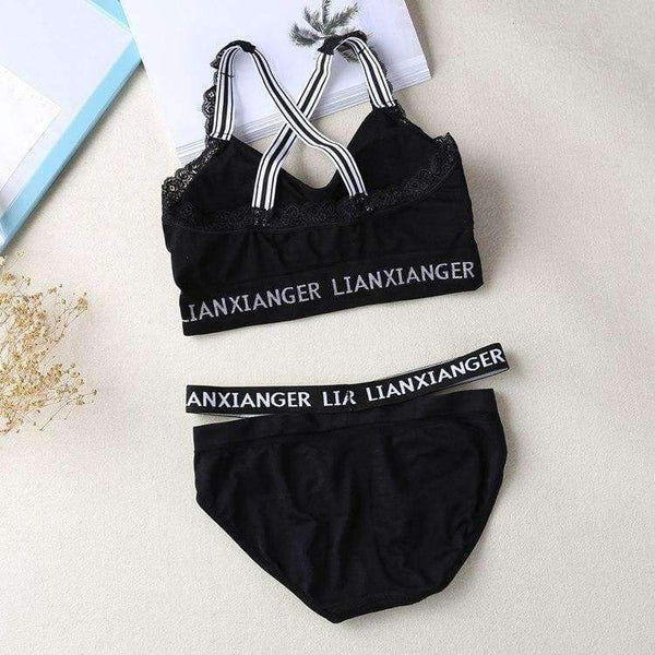 Planet Gates Black / One Size Women Lace Lounge Underwear Comfortable Wireless Loungewear Lingerie Bra Set Padded Cotton Bras Sets