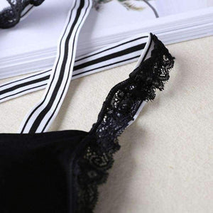 Planet Gates Black / One Size Women Lace Lounge Underwear Comfortable Wireless Loungewear Lingerie Bra Set Padded Cotton Bras Sets