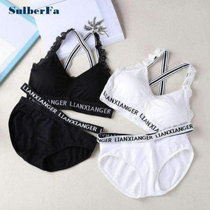 Planet Gates Black / One Size Women Lace Lounge Underwear Comfortable Wireless Loungewear Lingerie Bra Set Padded Cotton Bras Sets