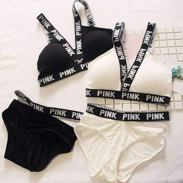 Planet Gates Black / One Size Women vs Lounge Underwear Fitness Wireless Loungewear Quick Dry Lingerie Bra Set Black and White Bras Sets