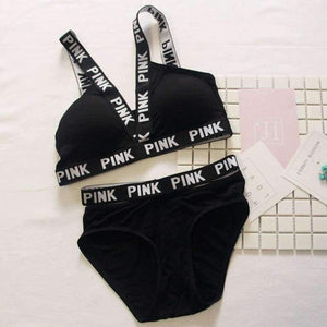 Planet Gates Black / One Size Women vs Lounge Underwear Fitness Wireless Loungewear Quick Dry Lingerie Bra Set Black and White Bras Sets