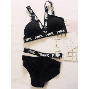 Planet Gates Black / One Size Women vs Lounge Underwear Fitness Wireless Loungewear Quick Dry Lingerie Bra Set Black and White Bras Sets