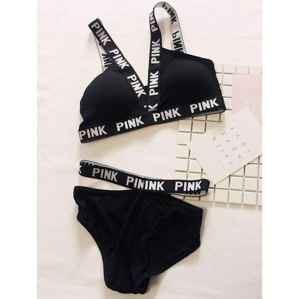 Planet Gates Black / One Size Women vs Lounge Underwear Fitness Wireless Loungewear Quick Dry Lingerie Bra Set Black and White Bras Sets