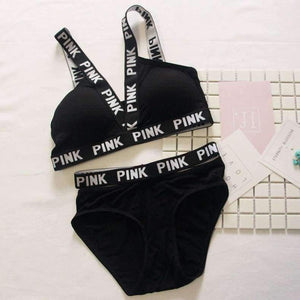 Planet Gates Black / One Size Women vs Lounge Underwear Fitness Wireless Loungewear Quick Dry Lingerie Bra Set Black and White Bras Sets