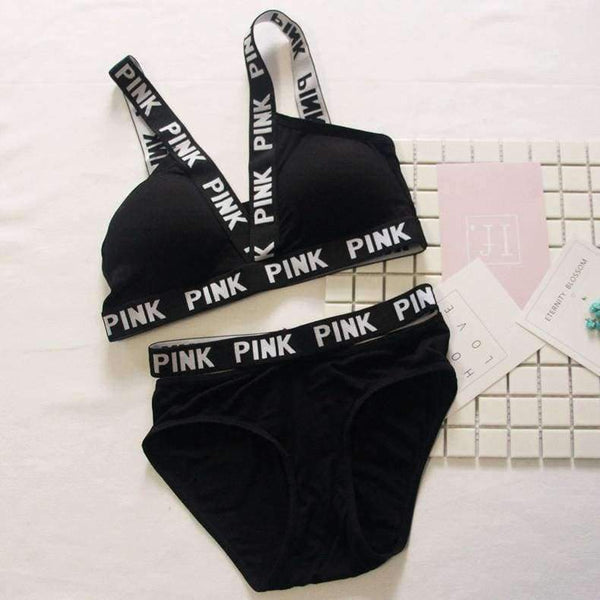 Planet Gates Black / One Size Women vs Lounge Underwear Fitness Wireless Loungewear Quick Dry Lingerie Bra Set Black and White Bras Sets