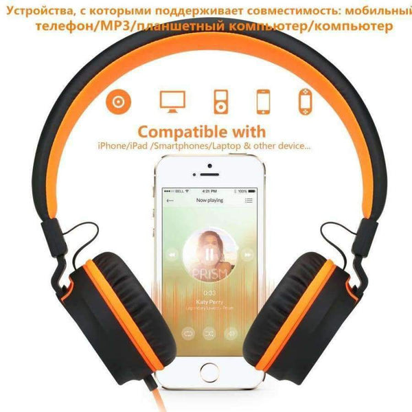 Planet Gates BLACK ORANGE / China Adjustable Headset Earphone Detachable Earbuds Headphone fone de ouvido with Microphone For Cellphone Computer