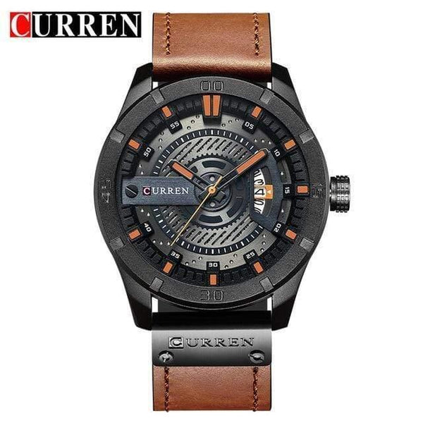 Planet Gates black orange Men Military Sports Watches Men's Quartz Date Clock Man Casual Leather Wrist Watch Relogio Masculino
