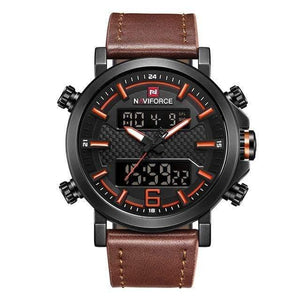 Planet Gates Black Orange Men's Fashion Sport Watch Men Leather Waterproof Quartz Watches Male Date LED Analog Clock Relogio Masculino
