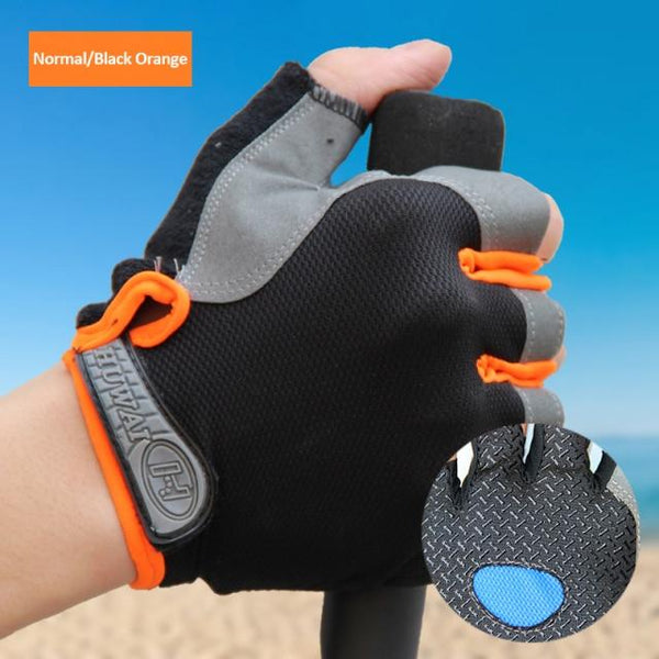 Planet Gates Black Orange / XL Cycling Gloves Anti-slip Anti-sweat Men Women Half Finger Gloves Breathable Anti-shock Sports Gloves MTB Bike Bicycle Glove