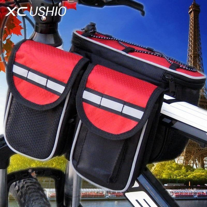 Mountain Bike Bicycle Frame Tube Bag Bicycle Accessories 4 in 1 Cycling Pouch Bags Sport Cycling Panniers Bags Phone Container - Planet Gates