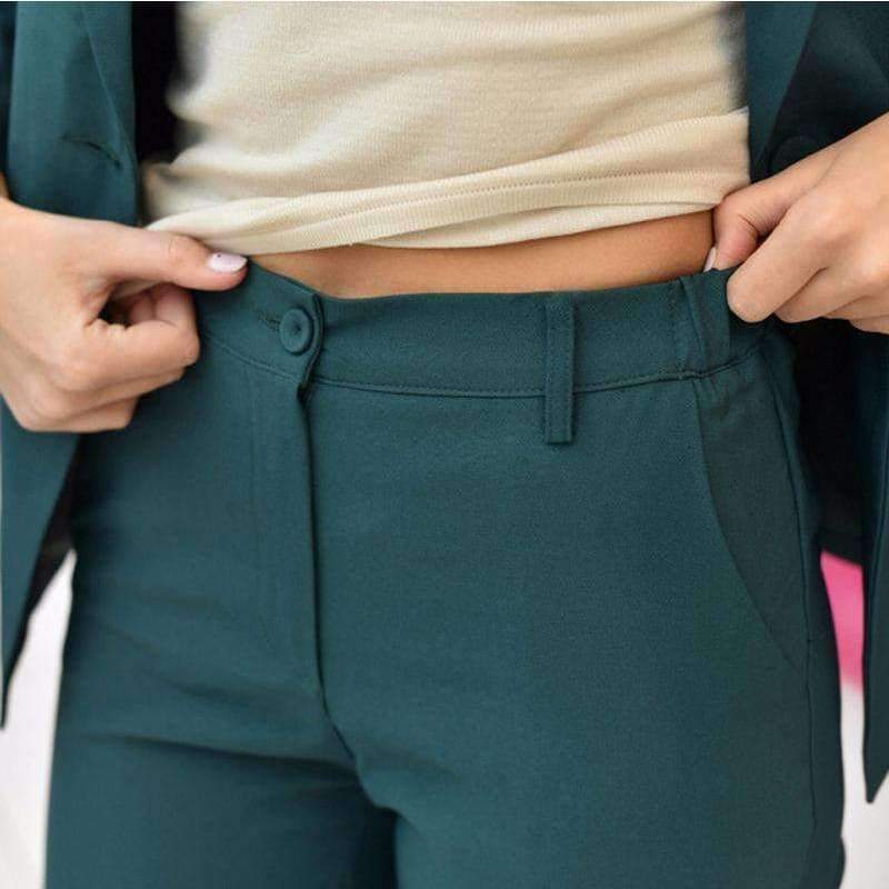 Planet Gates black pant suits / S Business Women Pencil Pant Suits 2 Piece Sets Black Solid Blazer + Pencil Pant Office Lady Notched Jacket Female Outfits