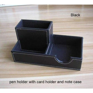 Planet Gates black pen holder PU leather wood multifonctional office desk organizer memo stationery holder organizer office supplies desk accessories K226