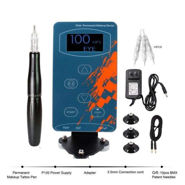 Planet Gates Black pen Machine BMX Permanent Makeup Machine PMU Tattoo Machine Kits Professional Tattoo Pen For Eyebrow Eyeliner Lip Tattoo Set P100LW002