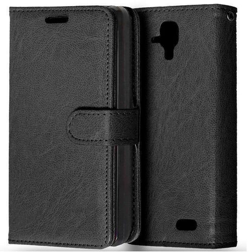 Planet Gates Black Phone Bag For Lenovo A 536 Skin Wallet Book Style Stand PU Leather Cover Flip Case For Lenovo A536 With Card Holder&Phone Frame
