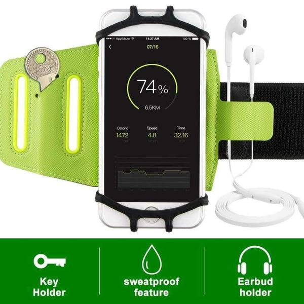 Planet Gates Black Phone Holder 180 Degree Rotatable with Earbud Holder Sweatproof Arm Bag for 4 to 6 Inch Smartphone for iphone 6 7 8