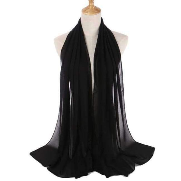 Planet Gates Black Plain bubble chiffon scarf hijab wrap printe solid color shawls headband muslim hijabs scarves/scarf 47 colors