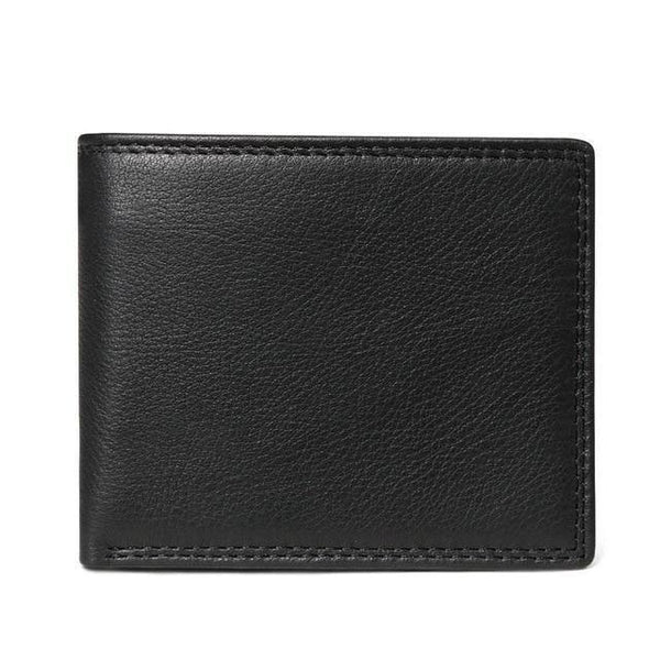 Planet Gates Black Plain Wallet Cow Leather Men Wallets with Coin Pocket Vintage Male Purse Function Brown Genuine Leather Men Wallet with Card Holders