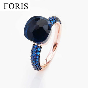 Planet Gates Black Plated Blue Zircon Wedding Rings for Women Girls Austrian Crystal Bague Femme 14 Colors