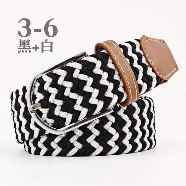 Fashion Wide Belt For Men Women Elastic Knitted Braid Jeans Dress Belt With Leather Metal Buckle Casual Belt For Unisex