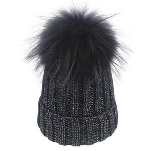 Planet Gates black pompom / Kids for 46-52cm 2018 Winter Blends Women Beanies Knit Hat Real Pompoms Fur Ball Beanie Gorro Solid Caps Casual Knit Crochet Bonnet Cap Hats