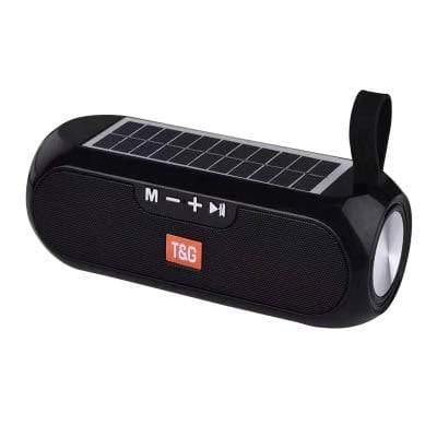 Planet Gates Black Portable Column WirelessBluetooth Bass Speaker Stereo Music Box Solar Power Bank Boombox Waterproof USB AUX FM Radio Super Bass