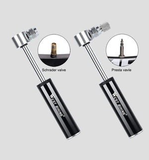 Planet Gates Black Portable Mini Bicycle Pump Aluminum Alloy Cycling Hand Air Pump AV/FV Ball Tire Inflator MTB Mountain Bike Pump