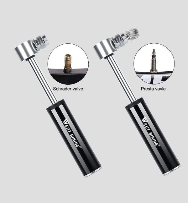Planet Gates Black Portable Mini Bicycle Pump Aluminum Alloy Cycling Hand Air Pump AV/FV Ball Tire Inflator MTB Mountain Bike Pump