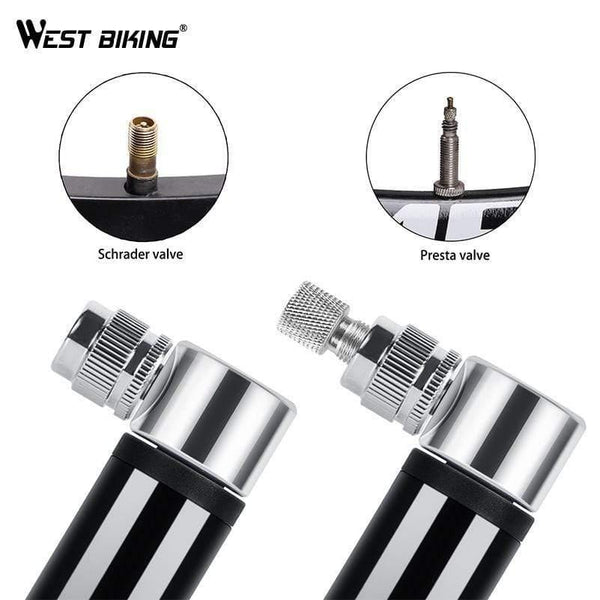 Planet Gates Black Portable Mini Bicycle Pump Aluminum Alloy Cycling Hand Air Pump AV/FV Ball Tire Inflator MTB Mountain Bike Pump