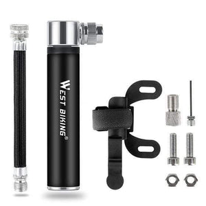 Planet Gates Black Portable Mini Bicycle Pump Aluminum Alloy Cycling Hand Air Pump AV/FV Ball Tire Inflator MTB Mountain Bike Pump