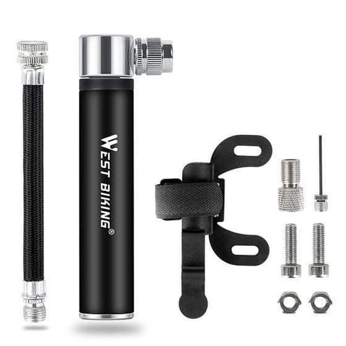 Planet Gates Black Portable Mini Bicycle Pump Aluminum Alloy Cycling Hand Air Pump AV/FV Ball Tire Inflator MTB Mountain Bike Pump