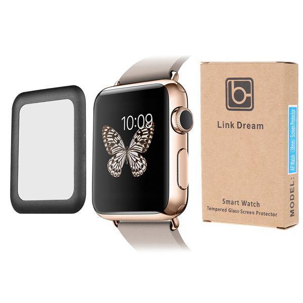 Planet Gates Black Premium Glass Film 0.2mm Tempered Glass Full Metal Protector for Smart watch Apple Watch 38mm