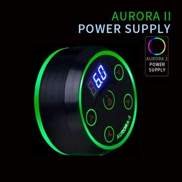 Planet Gates Black Professional Mini Critical AURORA II LCD Tattoo Power Supply with Power Adaptor for Coil & Rotary Tattoo Machines