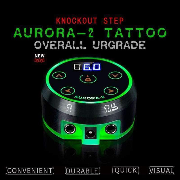 Planet Gates Black Professional Mini Critical AURORA II LCD Tattoo Power Supply with Power Adaptor for Coil & Rotary Tattoo Machines