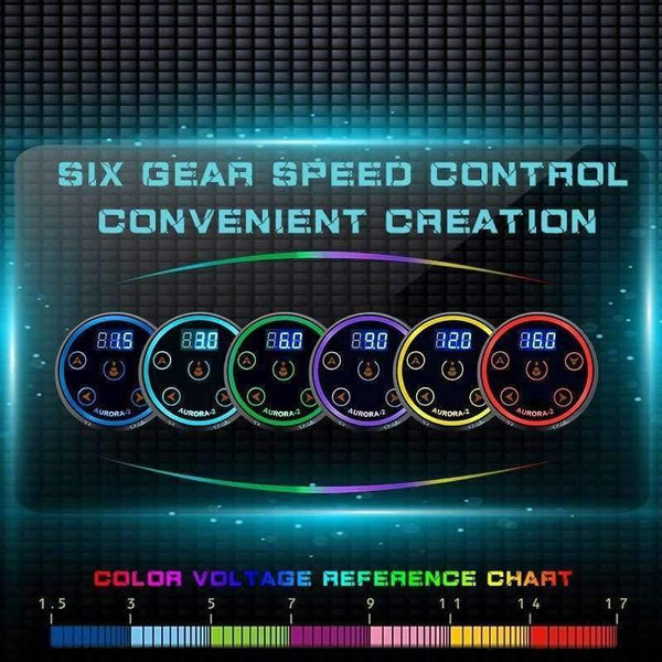 Planet Gates Black Professional Mini Critical AURORA II LCD Tattoo Power Supply with Power Adaptor for Coil & Rotary Tattoo Machines