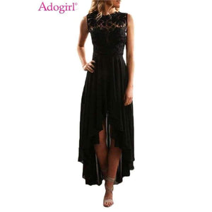 Floral Lace Bodice High Low Evening Party Dresses High Neck Sleeveless Sheer Flowy Draped Maxi Dress for Social Events