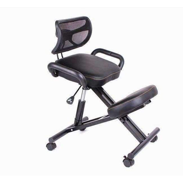Planet Gates Black pu Ergonomically Designed Knee Chair with Back and Handle Office Kneeling Chair Ergonomic Posture Leather Black Chair With Caster