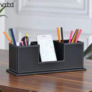 Planet Gates Black PU Leather Desk Organizer Sationery Pencil Pen Holder Storage Box Case Container Kalemlik Office Accessories