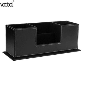 Planet Gates Black PU Leather Desk Organizer Sationery Pencil Pen Holder Storage Box Case Container Kalemlik Office Accessories