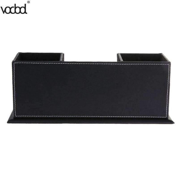 Planet Gates Black PU Leather Desk Organizer Sationery Pencil Pen Holder Storage Box Case Container Kalemlik Office Accessories