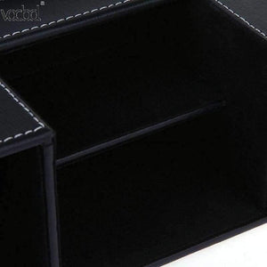 Planet Gates Black PU Leather Desk Organizer Sationery Pencil Pen Holder Storage Box Case Container Kalemlik Office Accessories