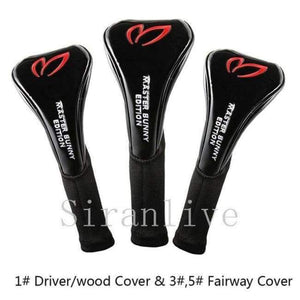 Planet Gates Black PU Leather Golf Club Head Cover (1# Driver/wood Cover 3#,5# Fairway Cover)