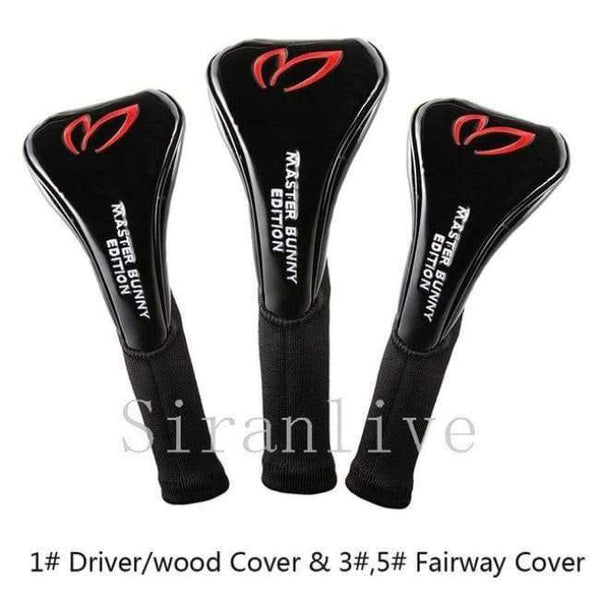 Planet Gates Black PU Leather Golf Club Head Cover (1# Driver/wood Cover 3#,5# Fairway Cover)