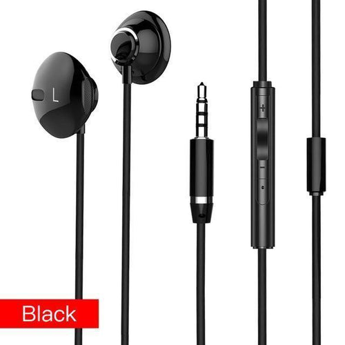 Planet Gates Black PZOZ Bass Earphone 3.5mm Wired control Headset With Mic In-Ear sport earbud earphones mini For iphone xiaomi Samsung Huawei MP3