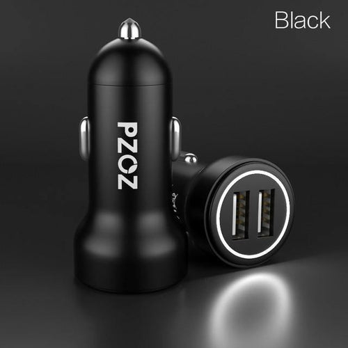 Planet Gates Black PZOZ Car Charger Dual USB 4.8A charging Mobile Phone Adapter For iPhone 7 6 Samsung Xiaomi micro mini dash Car-charger universal