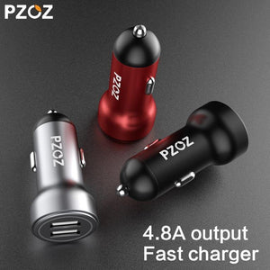 Planet Gates Black PZOZ Car Charger Dual USB 4.8A charging Mobile Phone Adapter For iPhone 7 6 Samsung Xiaomi micro mini dash Car-charger universal