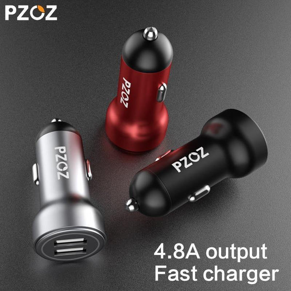 Planet Gates Black PZOZ Car Charger Dual USB 4.8A charging Mobile Phone Adapter For iPhone 7 6 Samsung Xiaomi micro mini dash Car-charger universal